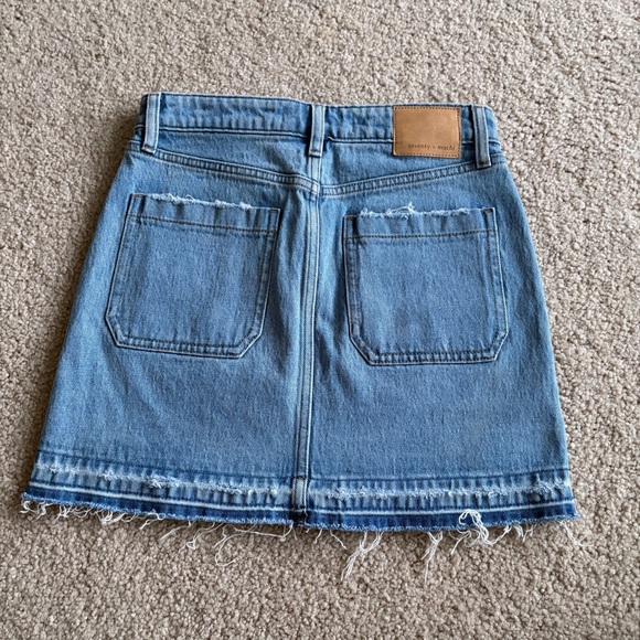 Seventy + mochi elodie jean ruffle hem festival mini blue jean skirt 4(27) NWT - Picture 7 of 15